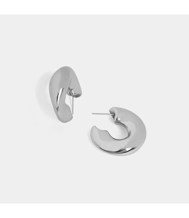 Whispers Chrome Hoop Earrings - Silver