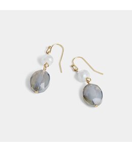 Whispers Glass Bead Dangle Earrings - Grey