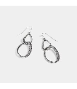 Whispers Double Oblong Coil Earrings - Silver