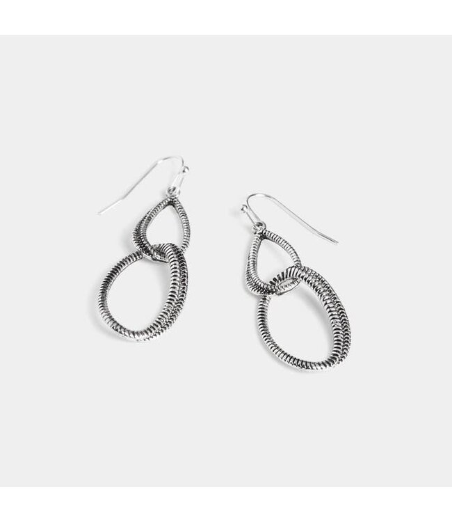 Whispers Double Oblong Coil Earrings - Silver