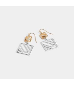 Whispers Dangling Geometric Squares Earrings