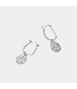 Whispers Hammered Teardrop Charm Dangle Earrings