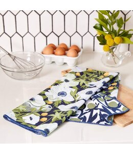 rockflowerpaper Anemone Poppy Blu Kitchen Tea Towel
