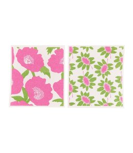 rockflowerpaper Poppies Pink Blu Cloths, Set of 2