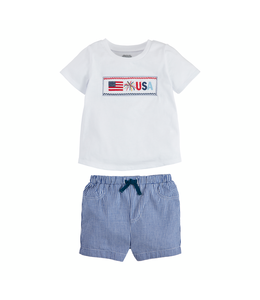 MudPie Flag Smocked Tee Short Set