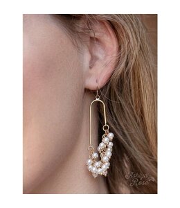 Grace + Emma Special Collection Pearl Cluster Earrings, Gold and Pearl