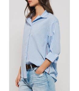 Urban Daizy Striped Twill Tape Detail Statement Button Shirt