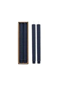 Creative Co-Op Unscented Hobnail Taper Candles, Navy, Set of 2