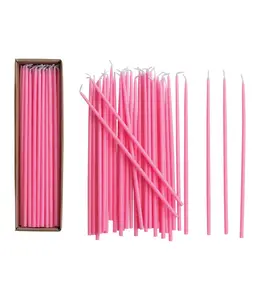 Creative Co-Op Unscented Thin Taper Candles, Pink