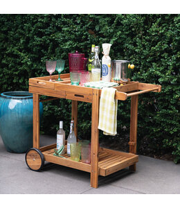 Creative Co-Op 2-Tier Bar Cart with Drawer & Removable Tray, Set of 2
