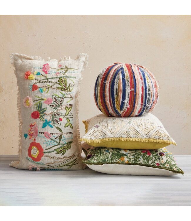 Creative Co-Op Cotton Slub Lumbar Pillow (24"L x 14"H)
