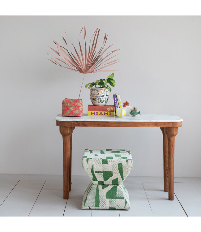 Creative Co-Op Acacia Wood Console Table with Marble Top