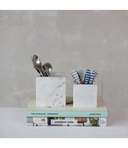 Creative Co-Op White Marble Container