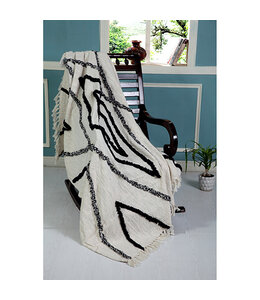 LR Home Natural Navy Throw