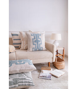 LR Home Ocean Blue Geometric Feather Pillow