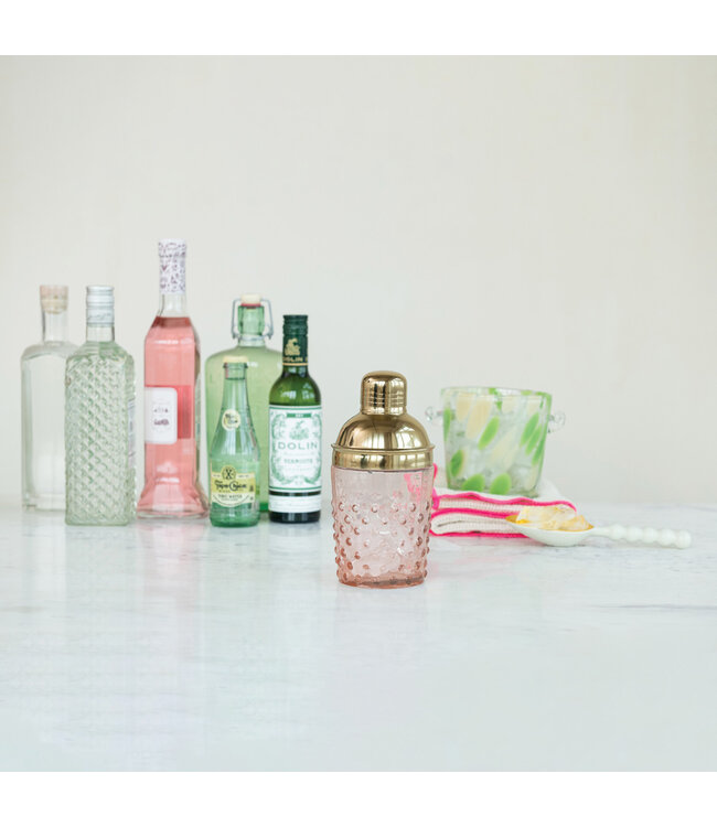 Creative Co-Op Hand-Blown Glass Hobnail Cocktail Shaker