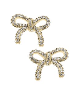 Canvas Style Genevieve Pave Bow Stud Earrings in Shiny Gold