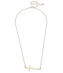 Canvas Style Carmi Horizontal Cross Necklace in Shiny Gold