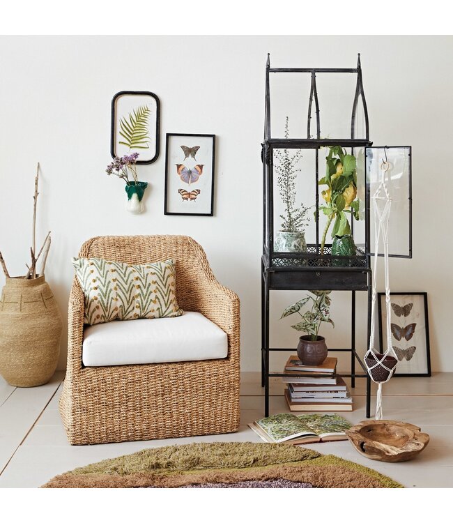 Creative Co-Op Woven Water Hyacinth & Acacia Wood Chair