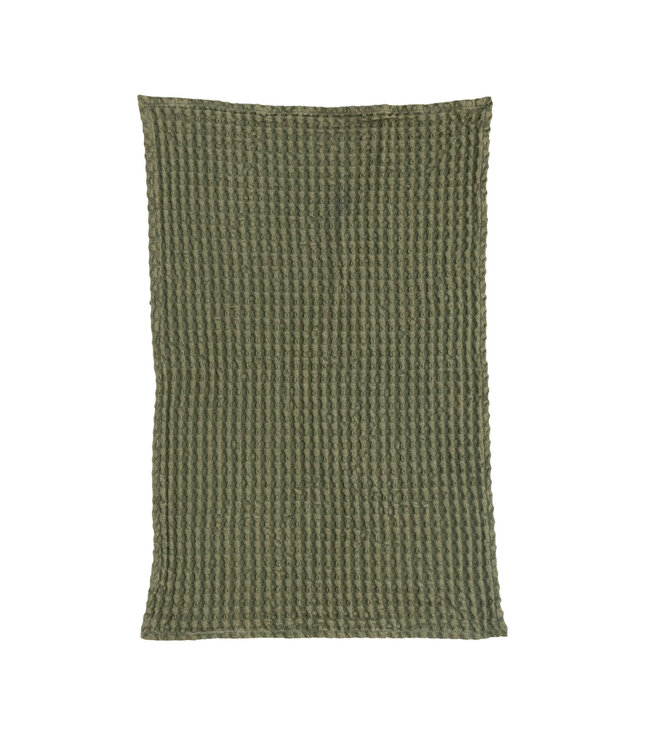 Bloomingville Stonewashed Cotton Waffle Weave Tea Towel, Green