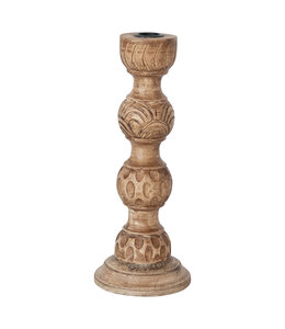 Creative Co-Op Hand-Carved Mango Wood Taper Holder
