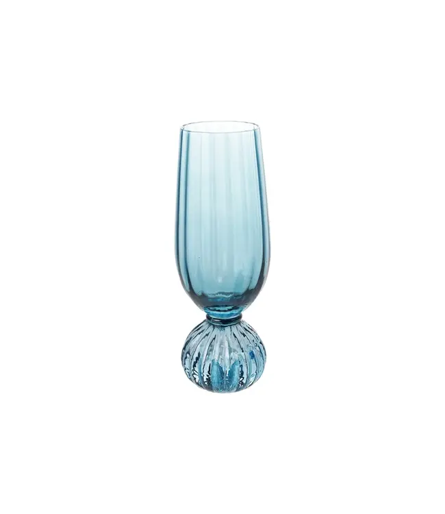 Bloomingville Pleated Footed Champagne Glass, Blue