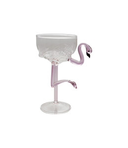 Bloomingville Hand-Blown Stemmed Flamingo Wine Glass