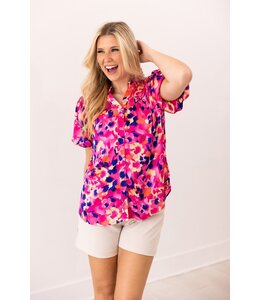 Grace + Emma Pink & Purple Leopard Button-Up Blouse