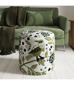 LR Home Green Floral Ottoman