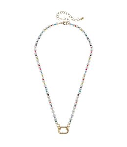 Canvas Style Mazie Rainbow Pearl Charm Necklace Base in Ivory