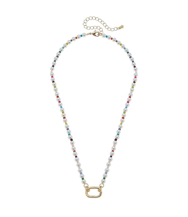 Canvas Style Mazie Rainbow Pearl Charm Necklace Base in Ivory