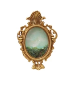 Creative Co-Op Small Oval Pewter & Glass Photo Frames with Art