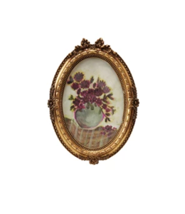 Creative Co-Op Medium Oval Pewter & Glass Photo Frames with Art