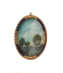 Creative Co-Op Large Oval Pewter & Glass Photo Frames with Art