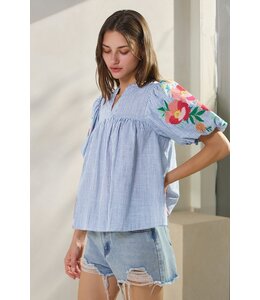 Oddi Yarn Dye Striped Fabric Blouse