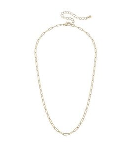 Canvas Style Celia Paperclip Chain Charm Necklace Base - Shiny Gold