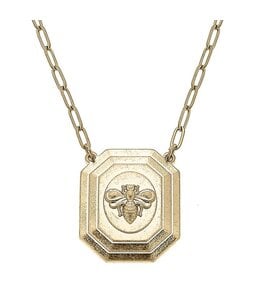Canvas Style Queen Bee Necklace in Worn Gold