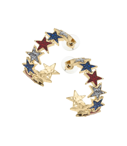 Canvas Style Star Spangled Glitter Hoop Earrings