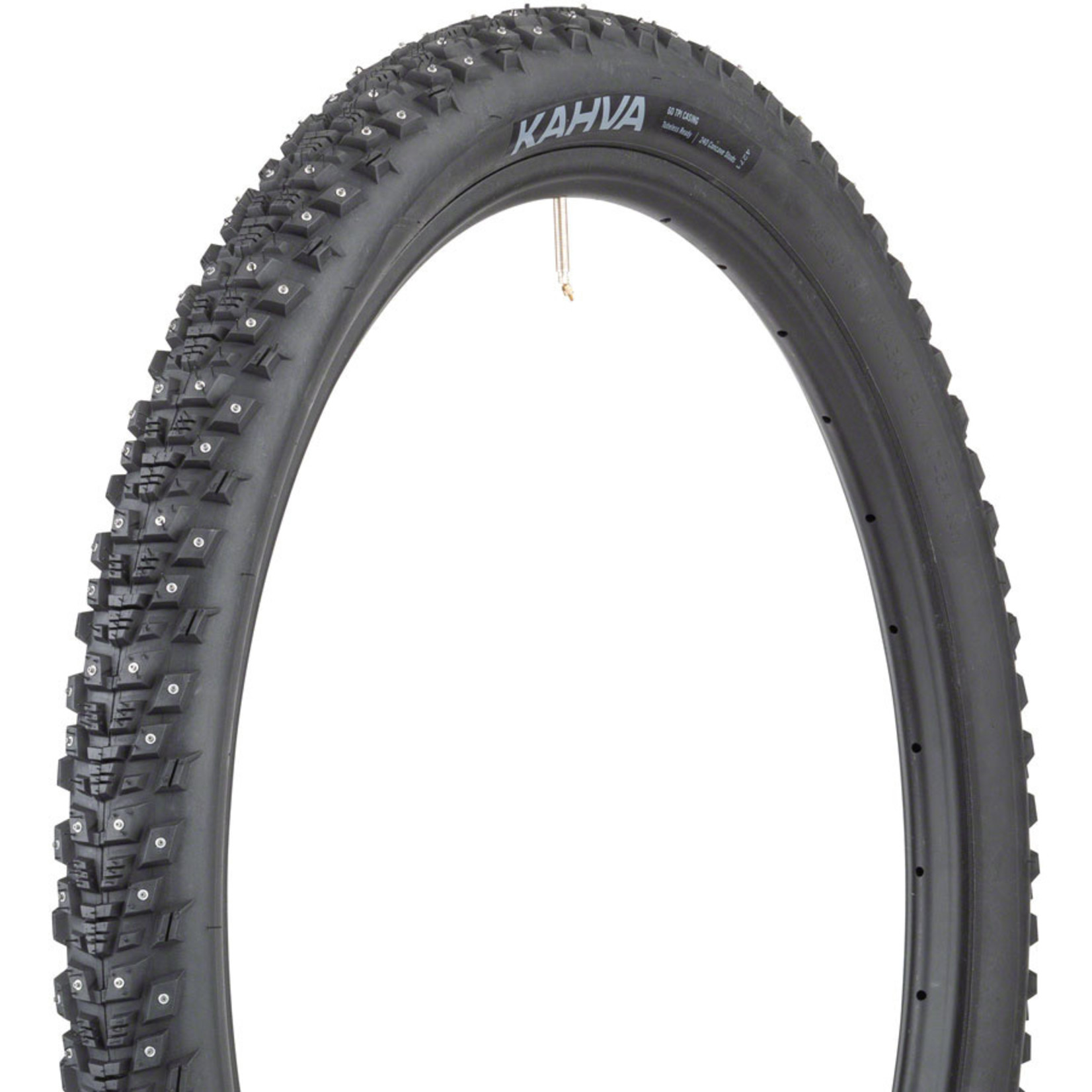 45NRTH Kahva Tire 29 x 2.25 Tubeless Folding Black 60tpi 252 Concave Carbide Studs Battle Road Bikes