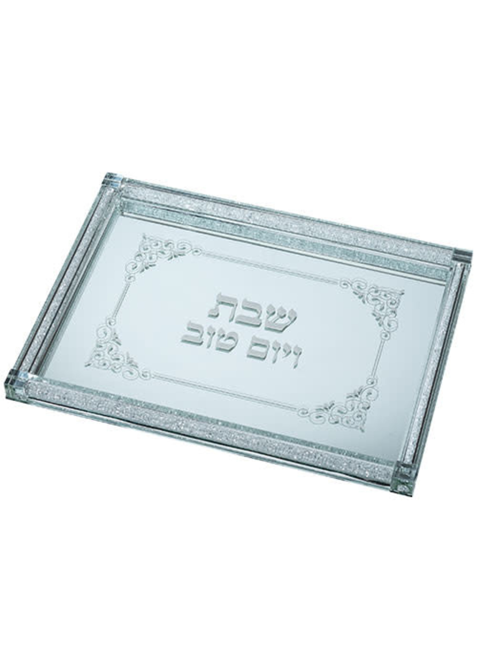 CHALLAH/CANDLES TRAY IN CRYSTAL