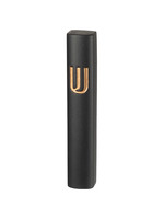 MEZUZAH BLACK AND GOLD POLY 12CM