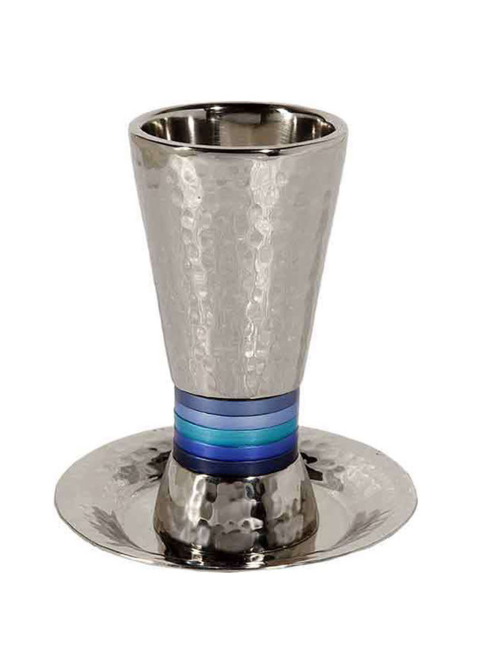 KIDDUSH CUP HAMMERED NICKEL WITH RINGS