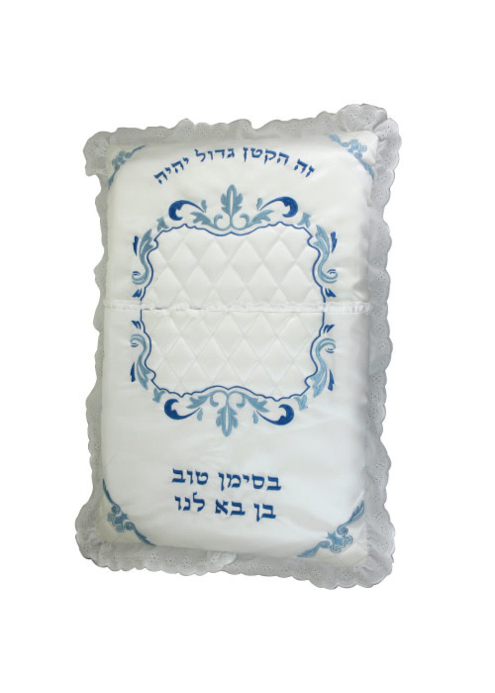 BRIS PILLOW SATIN BLUE ORNAMENTAL EMBROIDERY
