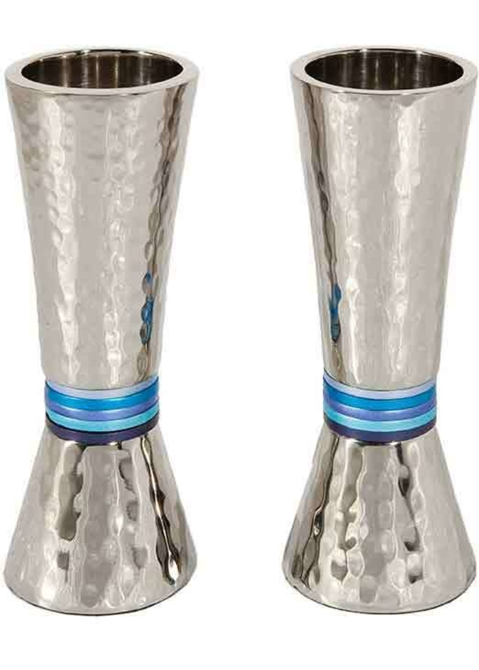 CANDLESTICKS CONICAL BLUE RING-14.5CM