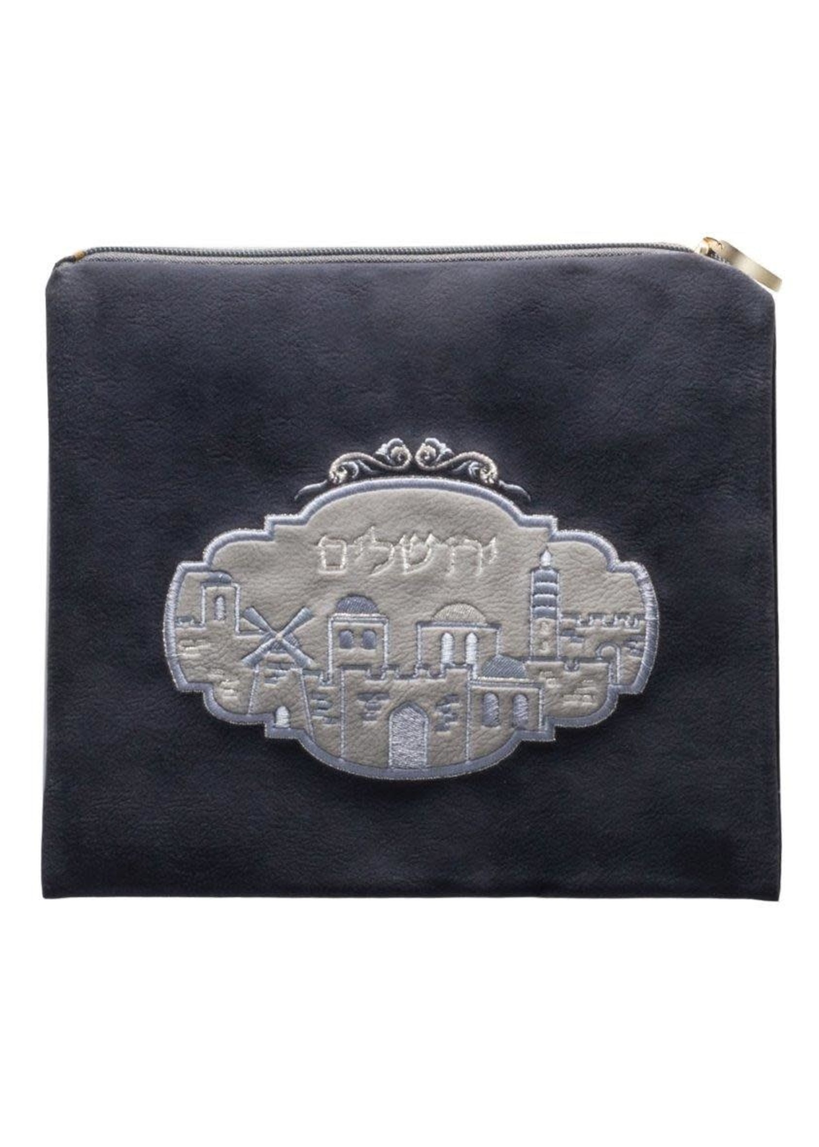 TALLIS BAG GREY JERUSALEM FRAME DARK GREY FAUX SUEDE