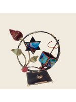 DREIDEL SCULPTURE METAL & GLASS IN CIRCLE