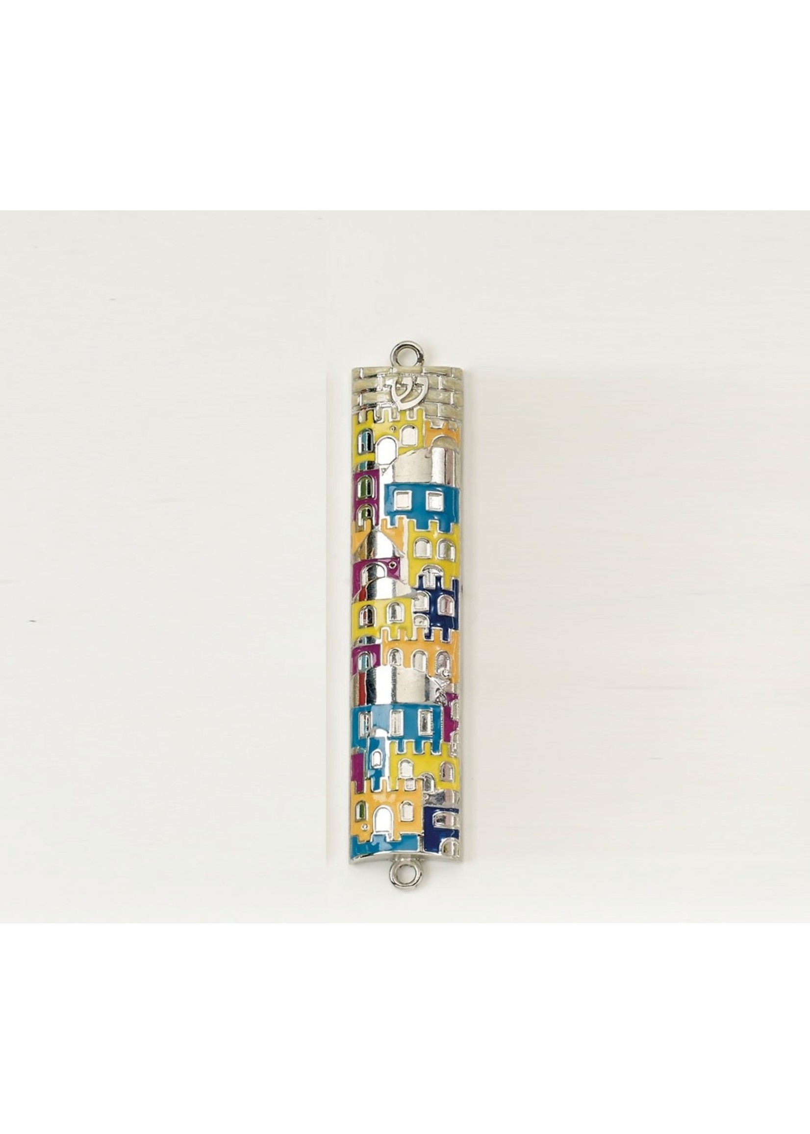 MEZUZAH COLORFUL ENAMEL JERUSALEM CITY