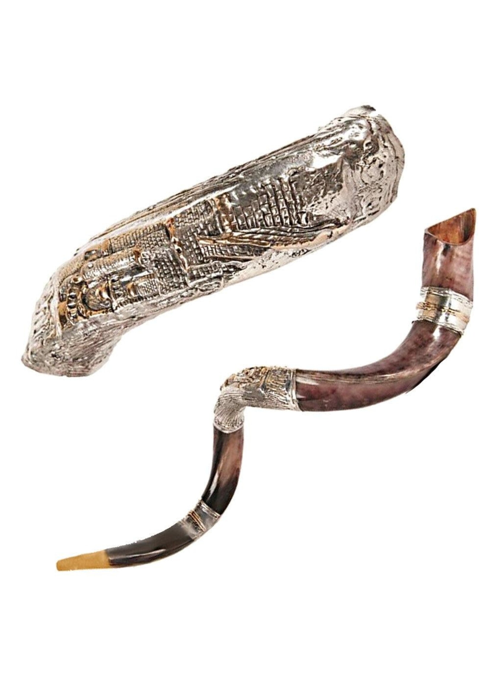 YEMENITE SHOFAR SILVER DECOR  80-90 CM