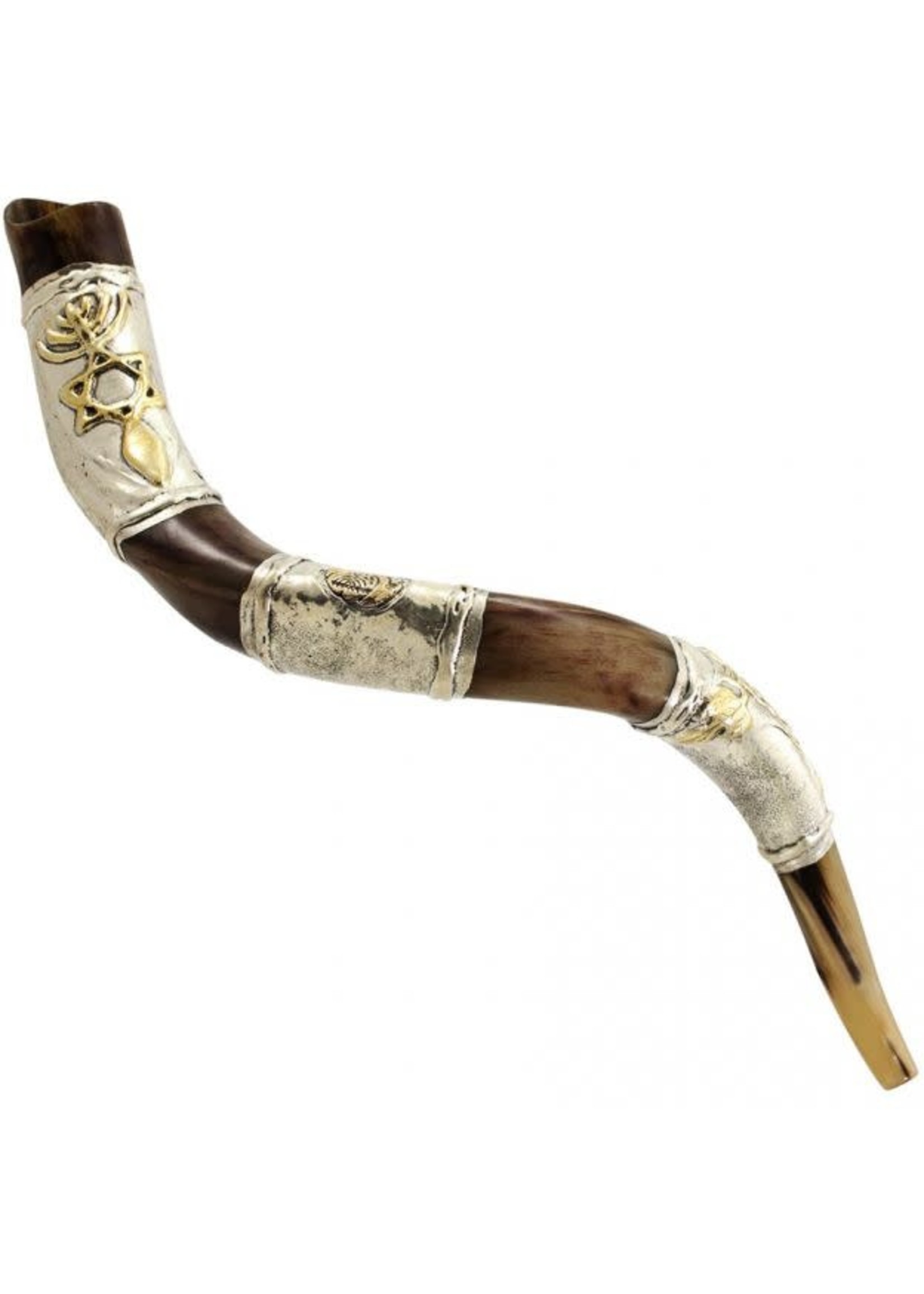 YEMENITE SHOFAR SILVER DECOR 70-80 CM