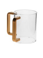 WASHING CUP CLEAR  LUCITE WITH MATTE  GOLD HANDLES